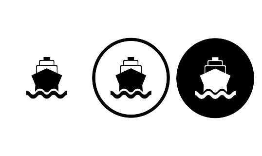 icon ship black outline for web site design 
and mobile dark mode apps 
Vector illustration on a white background