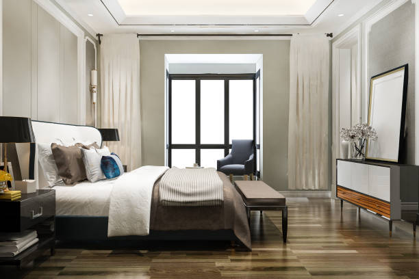 istock 3d rendering beautiful luxury bedroom suite in hotel with tv 1710742741