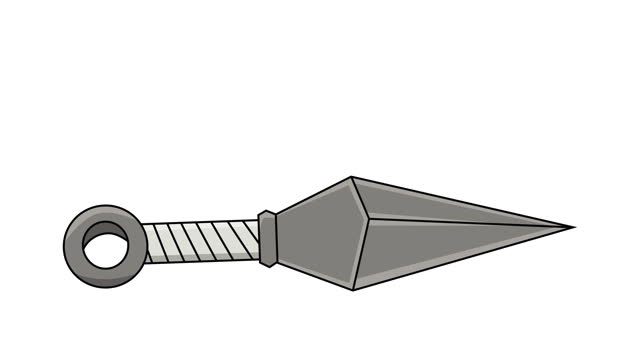 animated video of forming kunai on a white background