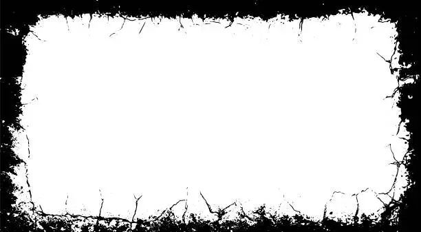 Vector illustration of grunge border, grungy, frame, black and white picture frame, dirty, grunge, frame - border, grunge image technique backgrounds textured photographic effect template