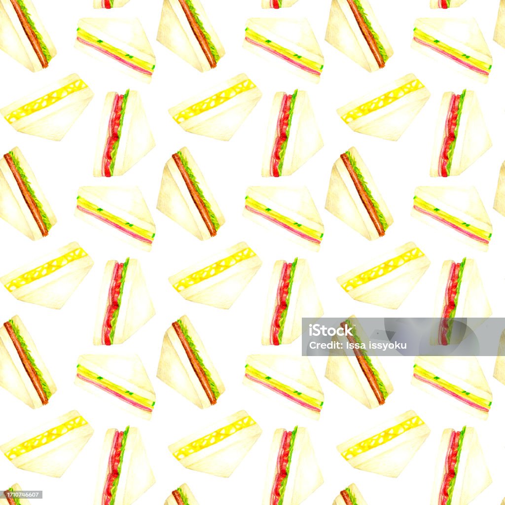 Sandwich Pattern Design Triangle Sandwich Seamless Pattern Hand Drawn Watercolor Illustration ...