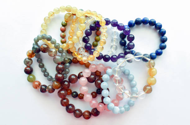 istock Collection of crystal gemstones bracelet. 1710781098
