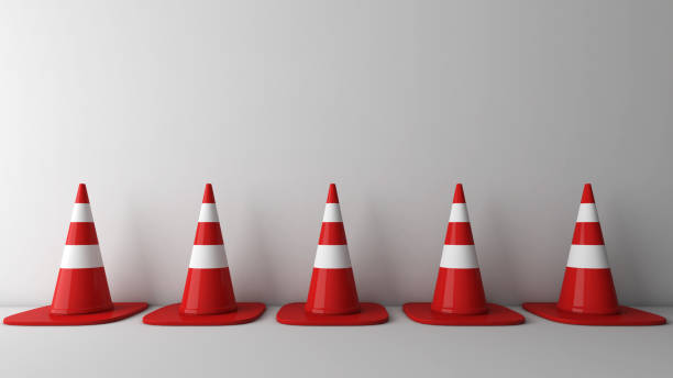 istock traffic cones arranged on a white background , travel traffic alerts ,3d rendering 1710794875