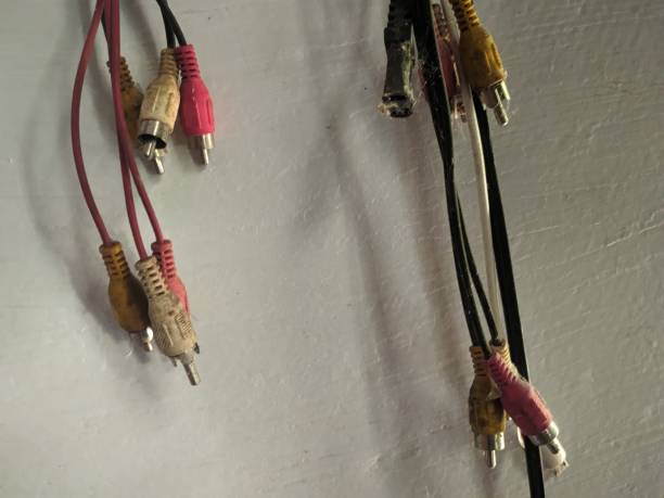 RCA Cable connector for Video and Audio. Vintage old cable. Unique concept