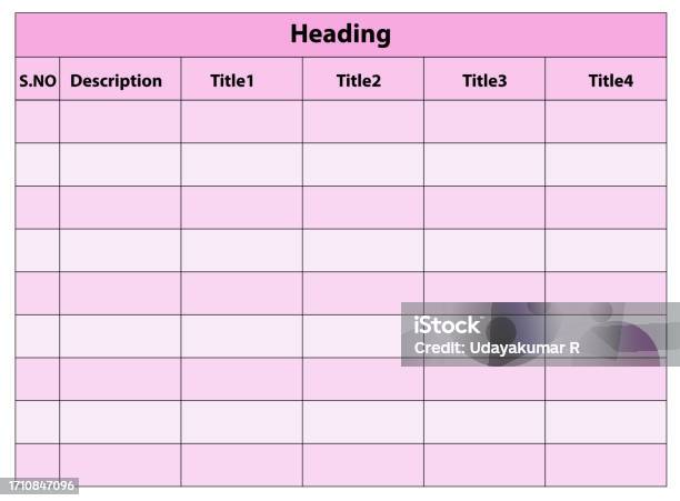 Table Layout 4 Different Pink Color Table Format Vector Creative Table ...