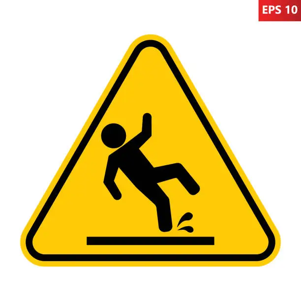 Vector illustration of Wet floor sign.