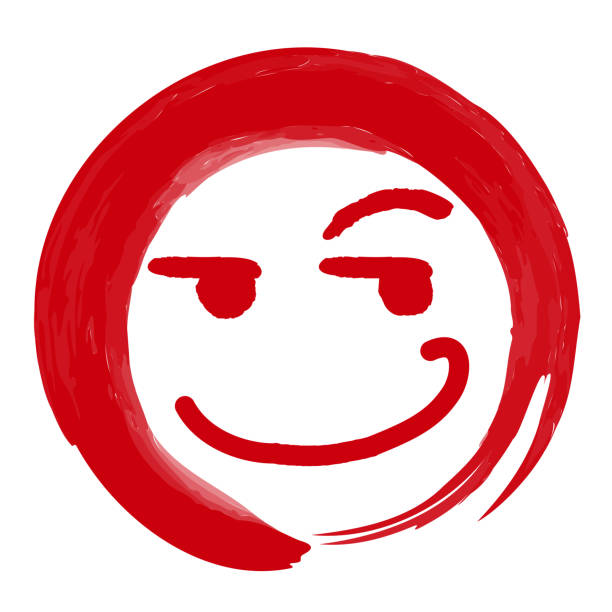 istock A facial expression emoji mark (nihilistic smile) in a brush-drawn circle 1710908336