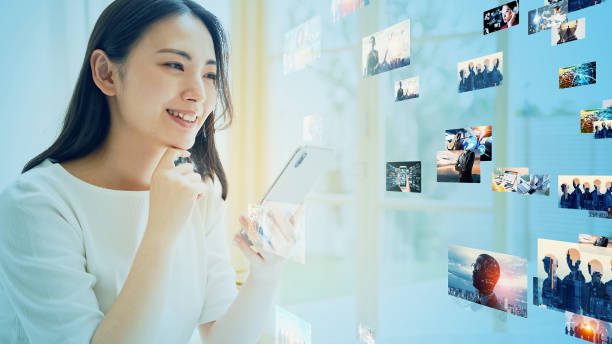 istock Digital contents concept. Social networking service. Streaming video. communication network. 1710946568