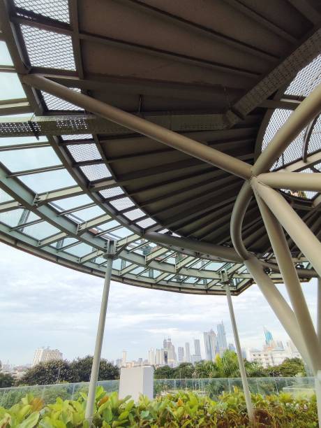 istock Beautiful architecture structure sky bridge design with cityscape view 1710956078