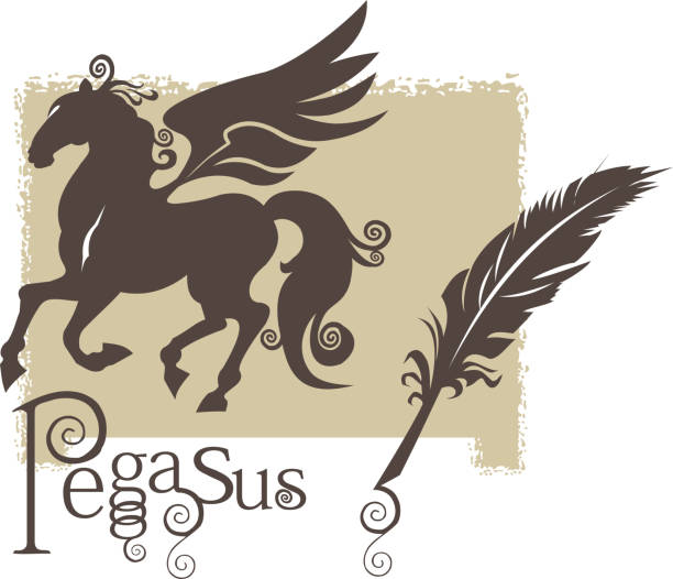 literary Pegasus literary Pegasus illustration pony wings stock illustrations