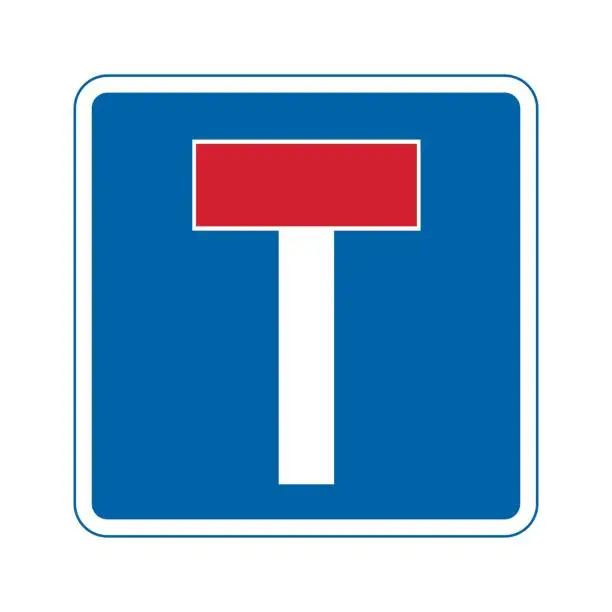 Vector illustration of No through road traffic sign. Dead end.