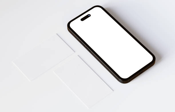 istock Generic smartphone and business card mockup Blank screen and design template 1710977957