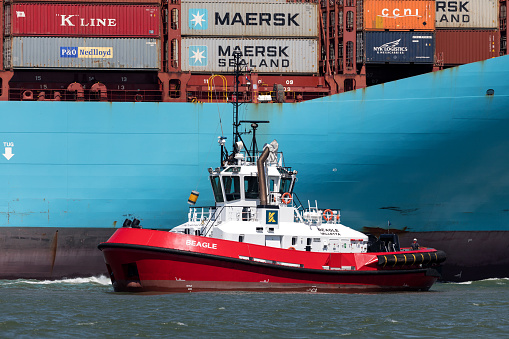 Maasvlakte, Netherlands - June 26, 2018: Kotug Smit tugboat ‘Beagle’