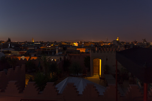 Marrakesh by night from a Riad roof.