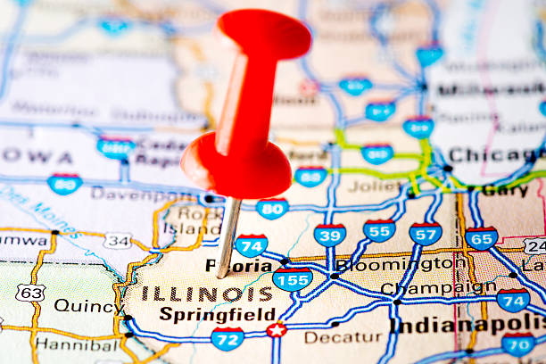 USA states on map: Illinois stock photo