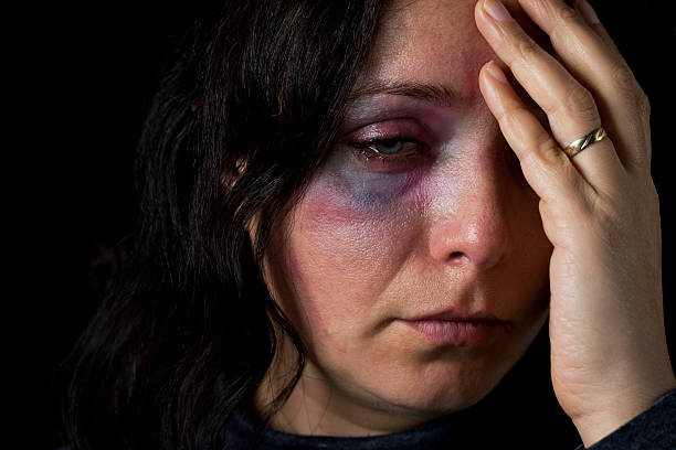 Domestic violence victim, a young woman being hurt