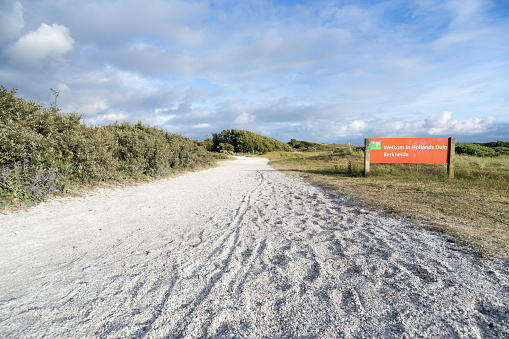 Katwijk aan Zee, Netherlands - June 24, 2018: entrance to Berkheide dunes south of Katwijk aan Zee, Netherlands