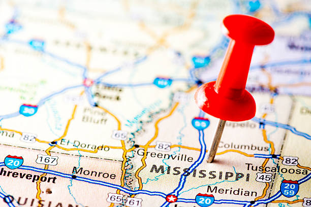 usa states on map: mississippi - mississippi sydstaterna bildbanksfoton och bilder