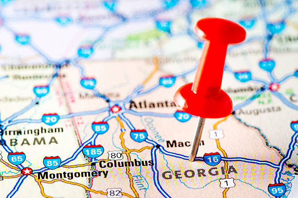 USA states on map: Georgia USA states on map: Georgia georgia us state stock pictures, royalty-free photos & images