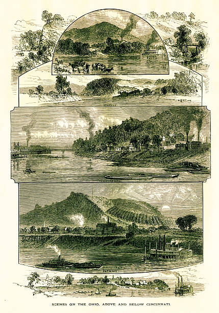 비하인드 오하이오 강, usa - ohio river valley stock illustrations