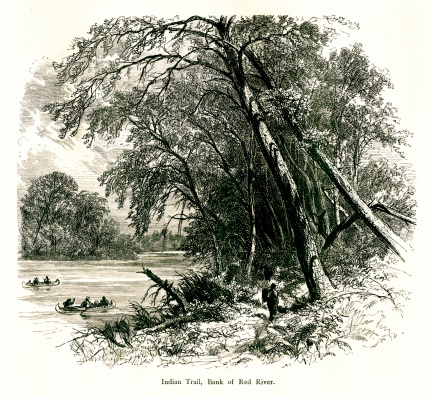 Red River of the North, which flows through the Red River Valley. Published in Picturesque America or the Land We Live In (D. Appleton & Co., New York, 1872)