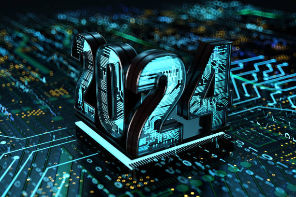 istock Illuminated 2024 on the Microchip of an Electronic Board 1711039644
