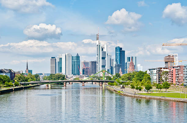 Springtime skyline of Frankfurt am Main stock photo