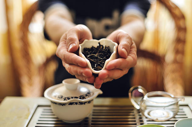 중국 잎차 - tea green tea jasmine chinese tea 뉴스 사진 이미지