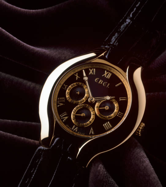 Leiden, The Netherlands - Oktober 11, 2007: Product shot of an Ebel Beluga Limited Edition wristwatch for men. This watch has a gold case, a black dial and a black alligator leather strap. Only five hundred watches were produced, which makes it very exclusive.
