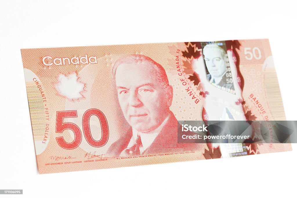 Nuevo polímero billete de cincuenta dólares canadienses-Fachada - Foto de stock de Billete de dólar canadiense libre de derechos