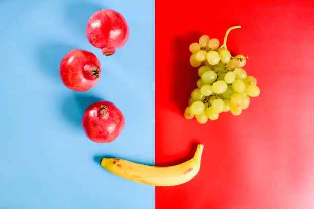 Healthy fruits of red colors isolated on flat background.