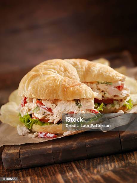 Creamy Chicken Salad On A Croissant Stock Photo - Download Image Now - Chicken Meat, Chicken Salad, Croissant