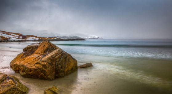 stormy sea in northern Norway during winter. HDR technique