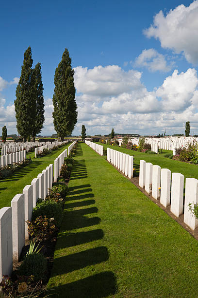 могила маркеров в ряд - flanders war grave war memorial стоковые фото и изображения