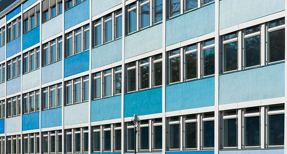 Germany, Berlin, September 25, 2023 -Full frame of modern office building, Berlin Kreuzberg