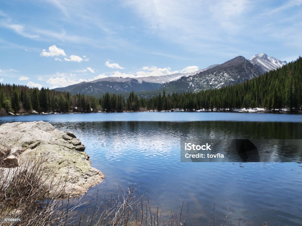 Rocky Mountain National Park Bear Lake in Rocky Mountain National Park in spring. Estes Park, Colorado. Beauty Stock Photo