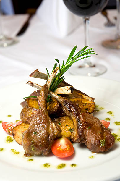 istock Lambchop Gourmet Dinner With Basil Pesto And Red Wine 171108995