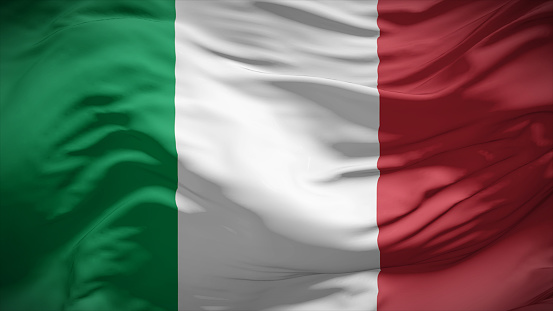 3d illustration flag of Italy. Close up waving flag of Italy.