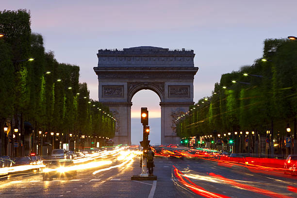istock Champs Elysees and Arc de Triomphe at Dusk, Paris, France 171109028