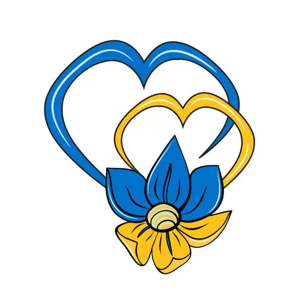 Vector illustration of heart with flower ukrainian style pray and support