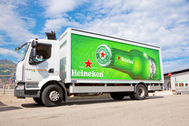 Heineken beer delivery vehicle stock photo