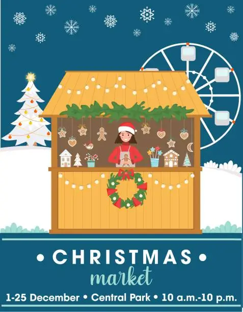 Vector illustration of Christmas market poster