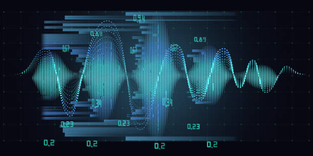 istock Abstract background with blue sound wave and data  lines on dark. Technologyl audio concept. For music wave poster design. 1711100609
