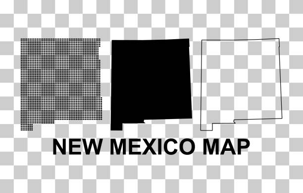 satz von new mexico karte, vereinigte staaten von amerika. flache konzeptvektorillustration - outline mexico flat world map stock-grafiken, -clipart, -cartoons und -symbole