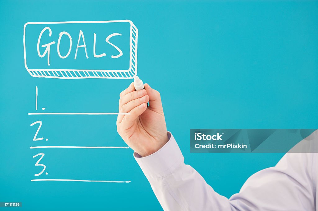 Escreva seus objetivos - Foto de stock de Apresentação - Discurso royalty-free