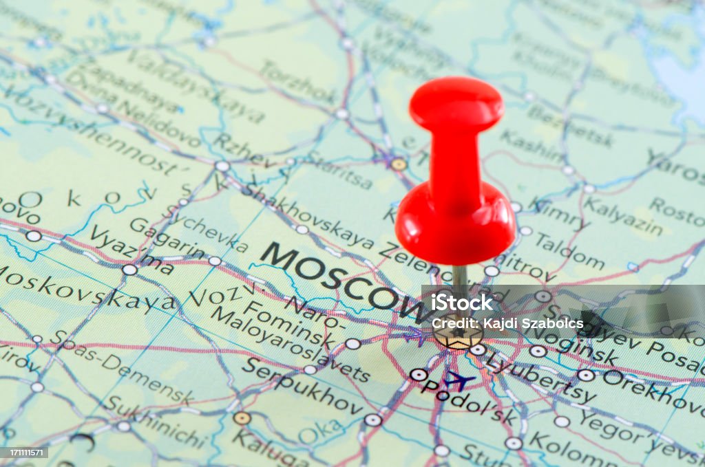 Moscow map Focus on Moscow on the Map. Source: World reference atlas Map Stock Photo