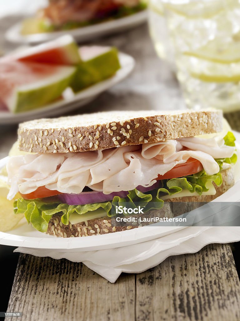 Truthahn-Sandwich auf ein Picknick - Lizenzfrei Sandwich Stock-Foto