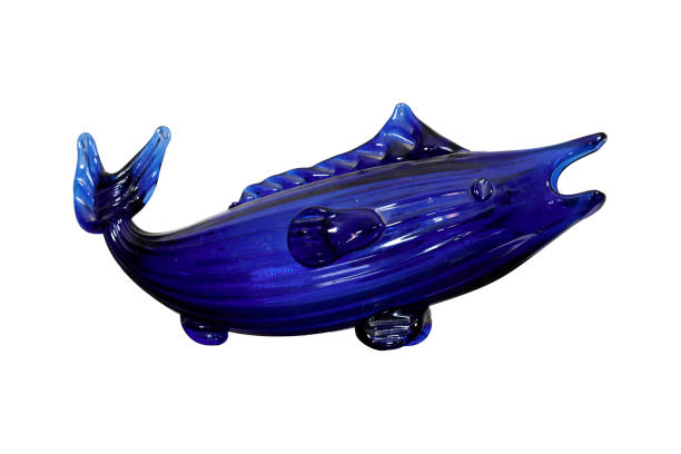 blue glass fish for decoration isolated on white