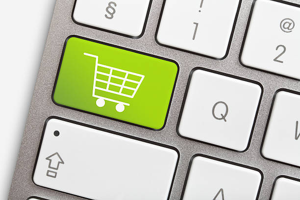 shopping einkaufswagen - internet sales stock-fotos und bilder