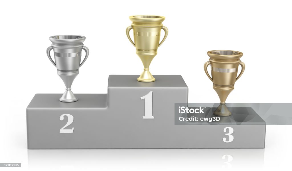 Vencedor pódio e troféus - Foto de stock de Competição royalty-free